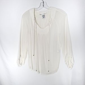 DVF Acquilina Cream Peasant Top Blouse